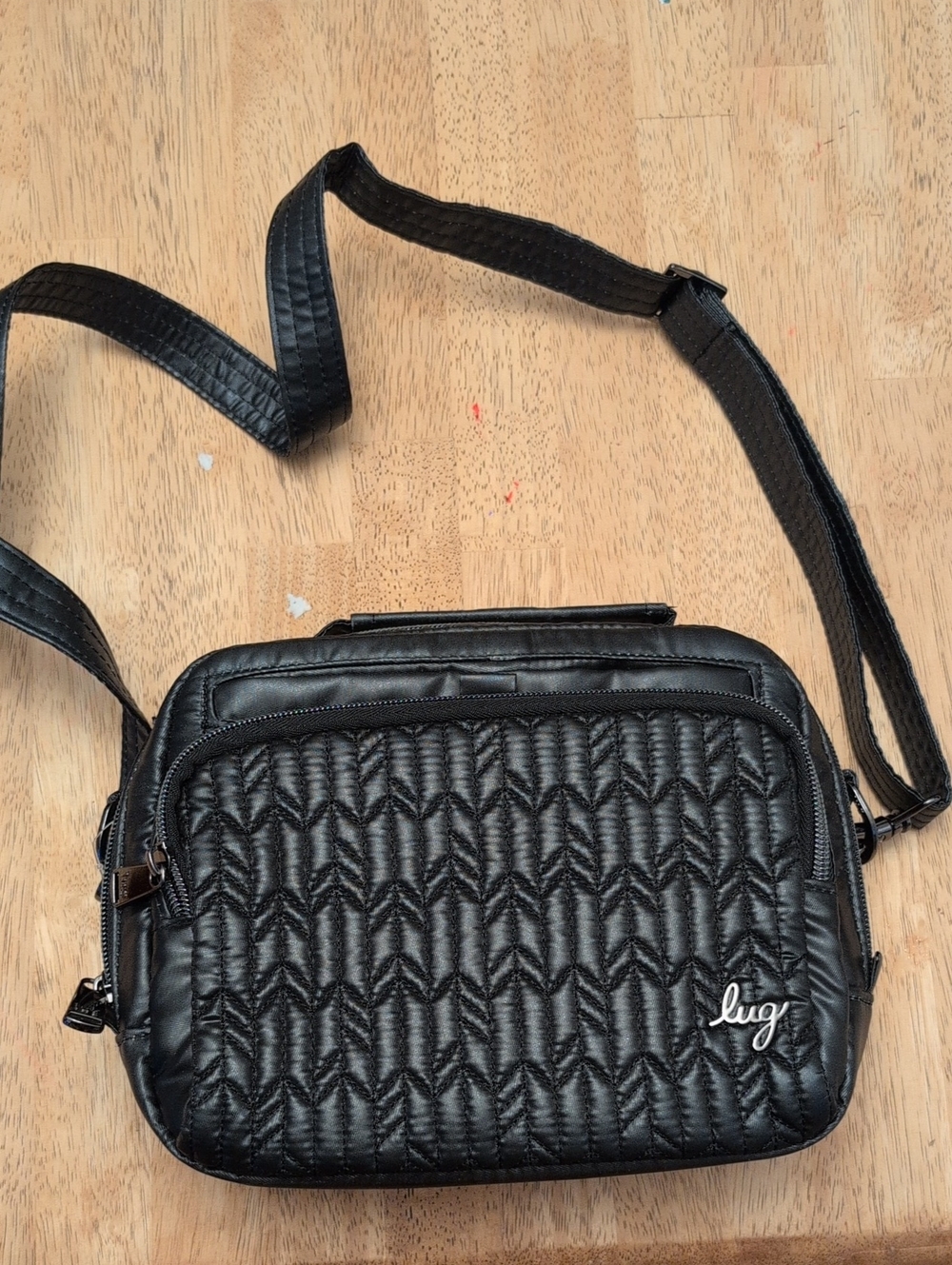 lug Mini Ranger Quilted Metallic Black Crossbody Messenger Bag